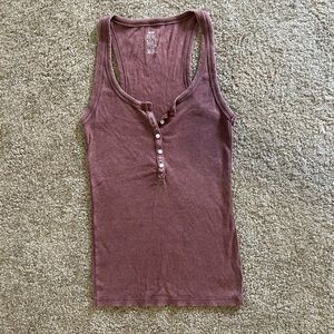 Aerie Maroon Button Up Tank Top